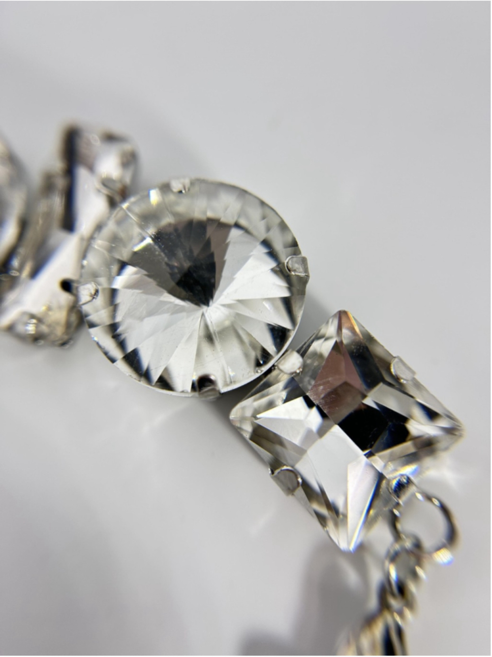 Necklace Silver Tone Crystal Bib Statement Collar Clear Fashion Lobster Clasp - Picture 5 of 9